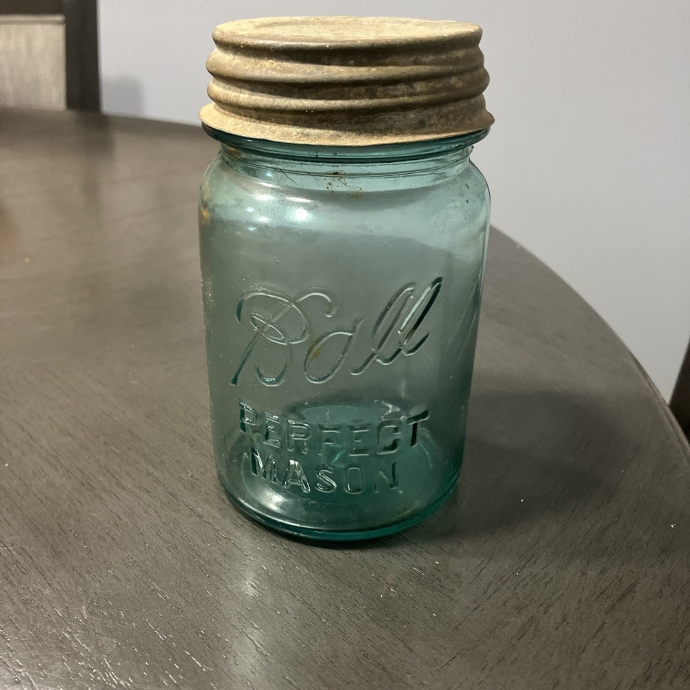 1923-1933 Blue Ball Perfect Mason Jar With Zinc Lid jar number 8